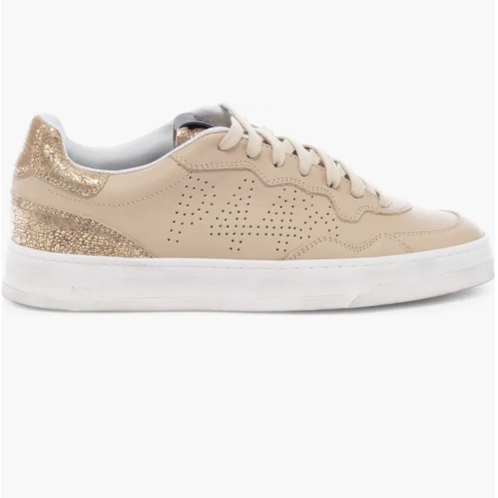 P448 Women’s Beige Sneakers with Gold Heel Accent